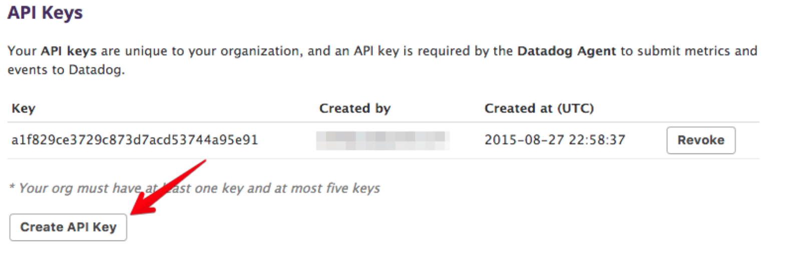 Create Datadog API key