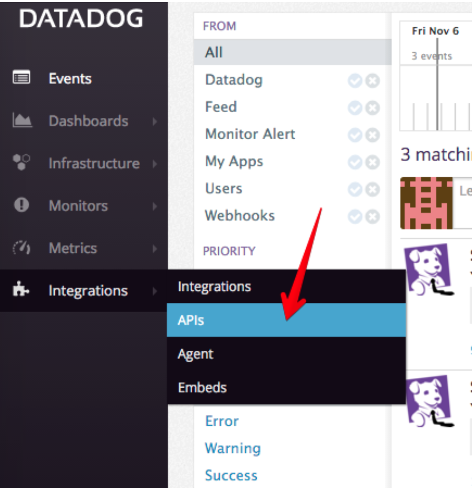 Datadog API selection